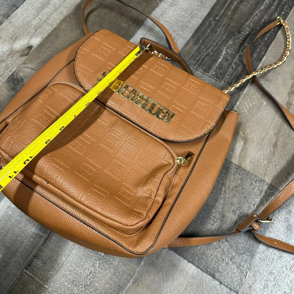 Steve‎ Madden Backpack Purse Brown with logo Imprint Texture